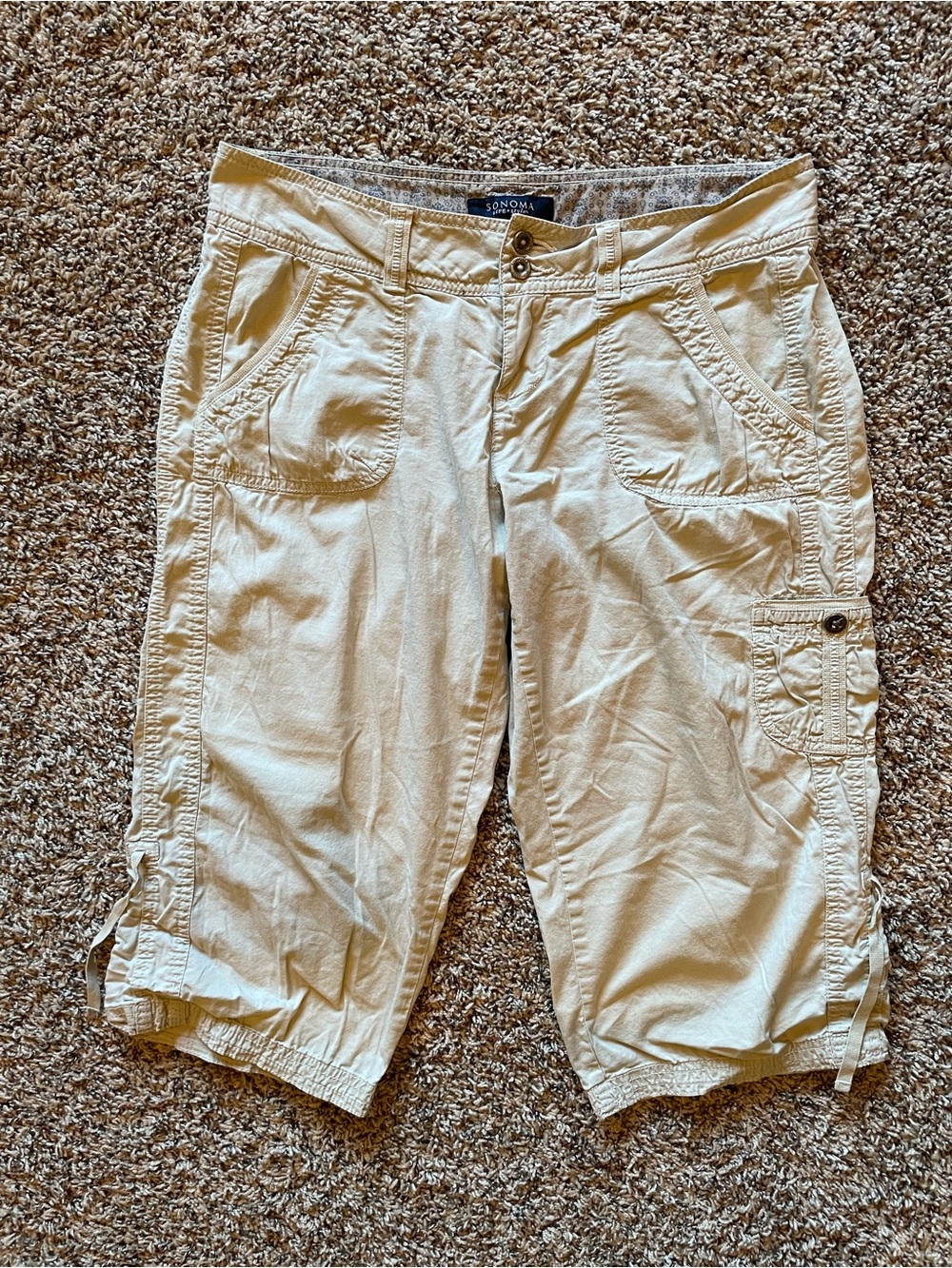 Sonoma Capris Cropped Cotton Pants Women’s Size 8 Petite Tan Khaki Capri